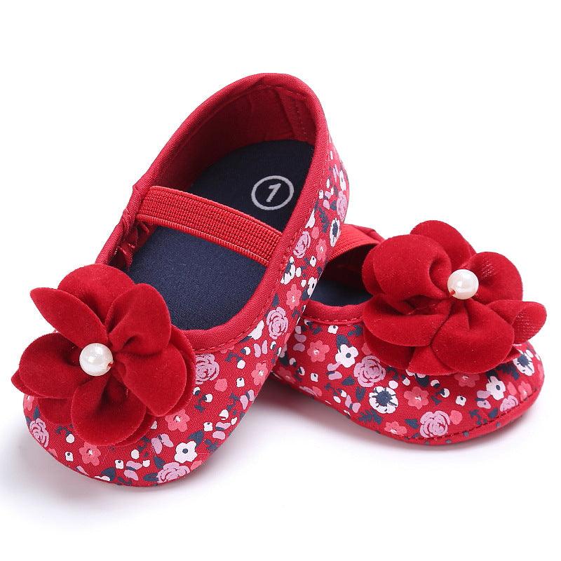 Spring and autumn new style baby girl little flower princess soft bottom indoor baby shoes