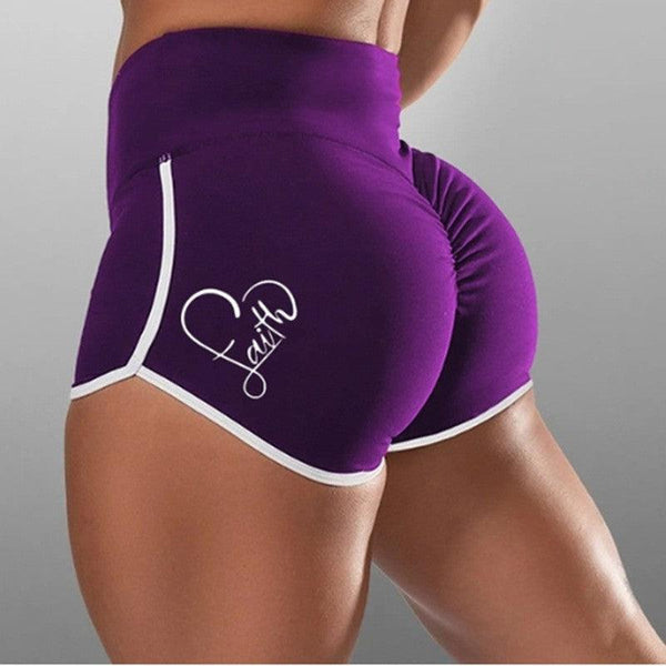 Women's Plus Size Solid Color Printing High Top Sports Running Skinny Hip Raise Shorts