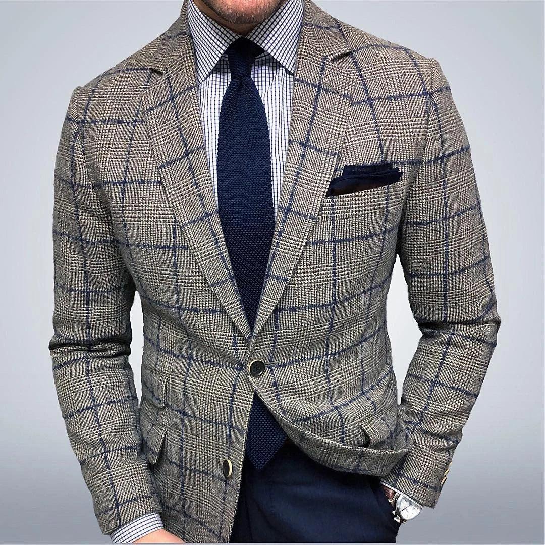 European and American New Style Plaid Casual Suit Men