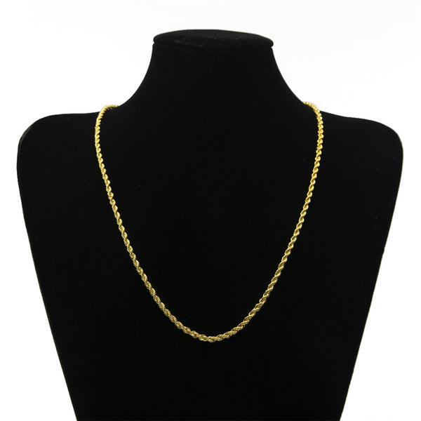 Hip Hop Rapper Chain 3mm gold Silver nakelace for Men