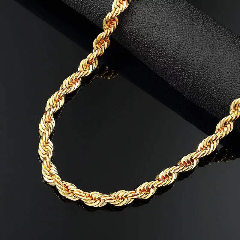 Hip Hop Rapper Chain 3mm gold Silver nakelace for Men