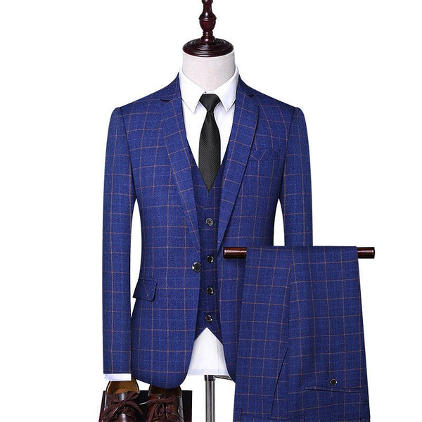 Three-piece men's plaid suit