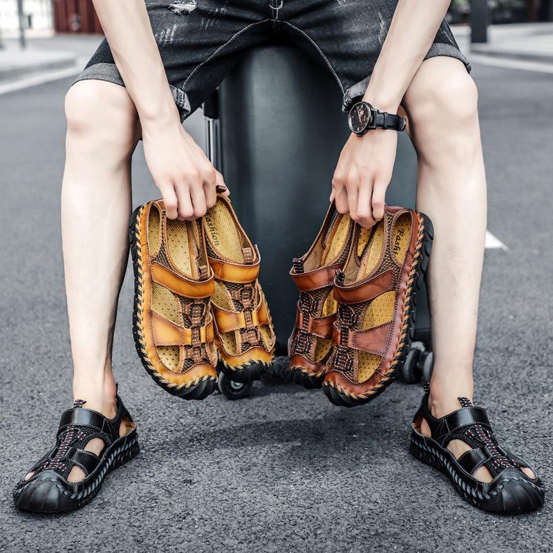 Summer Men's Outdoor Plus Size Leather Sandals