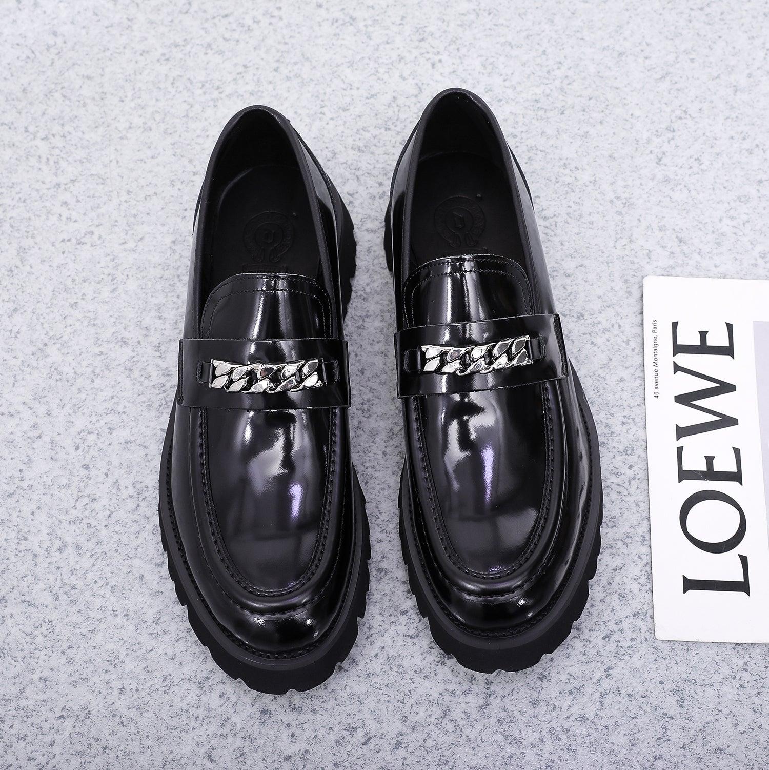 Men's Patent Business Shiny Platform Casual Leather Shoes