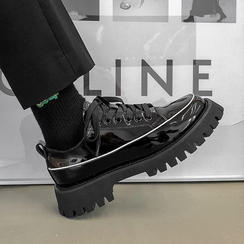 Small Heavy Bottomed Shoes Men Casual Leather Platform Shoes