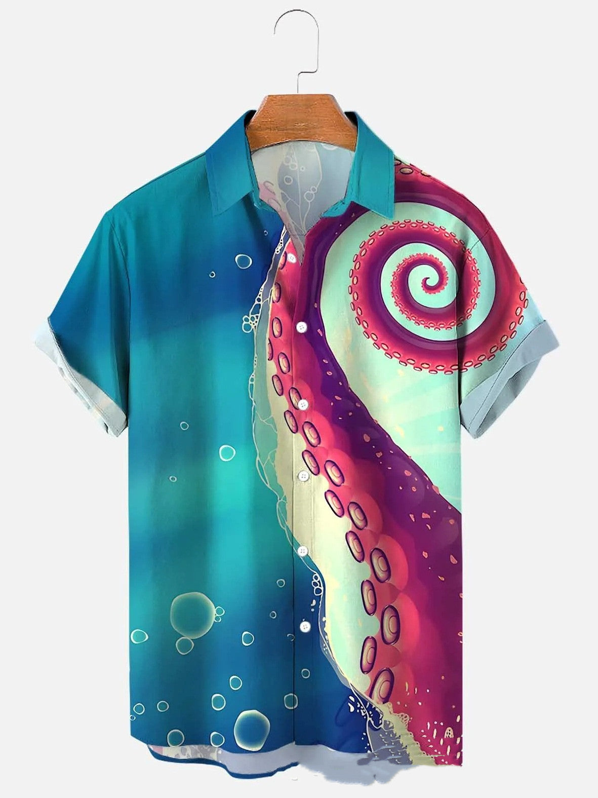 Men's Octopus Sea Pattern Short Sleeve Polo Shirt