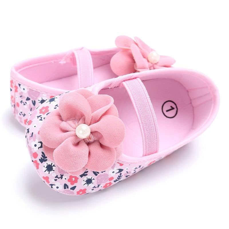 Spring and autumn new style baby girl little flower princess soft bottom indoor baby shoes