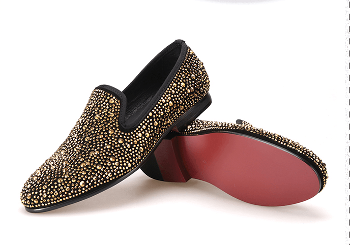 Black abrasive leather golden diamond men's Lefu shoes pedal casual shoes