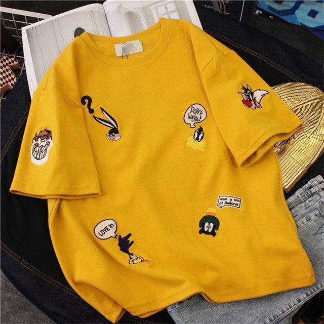 Plus size cartoon embroidery clothes