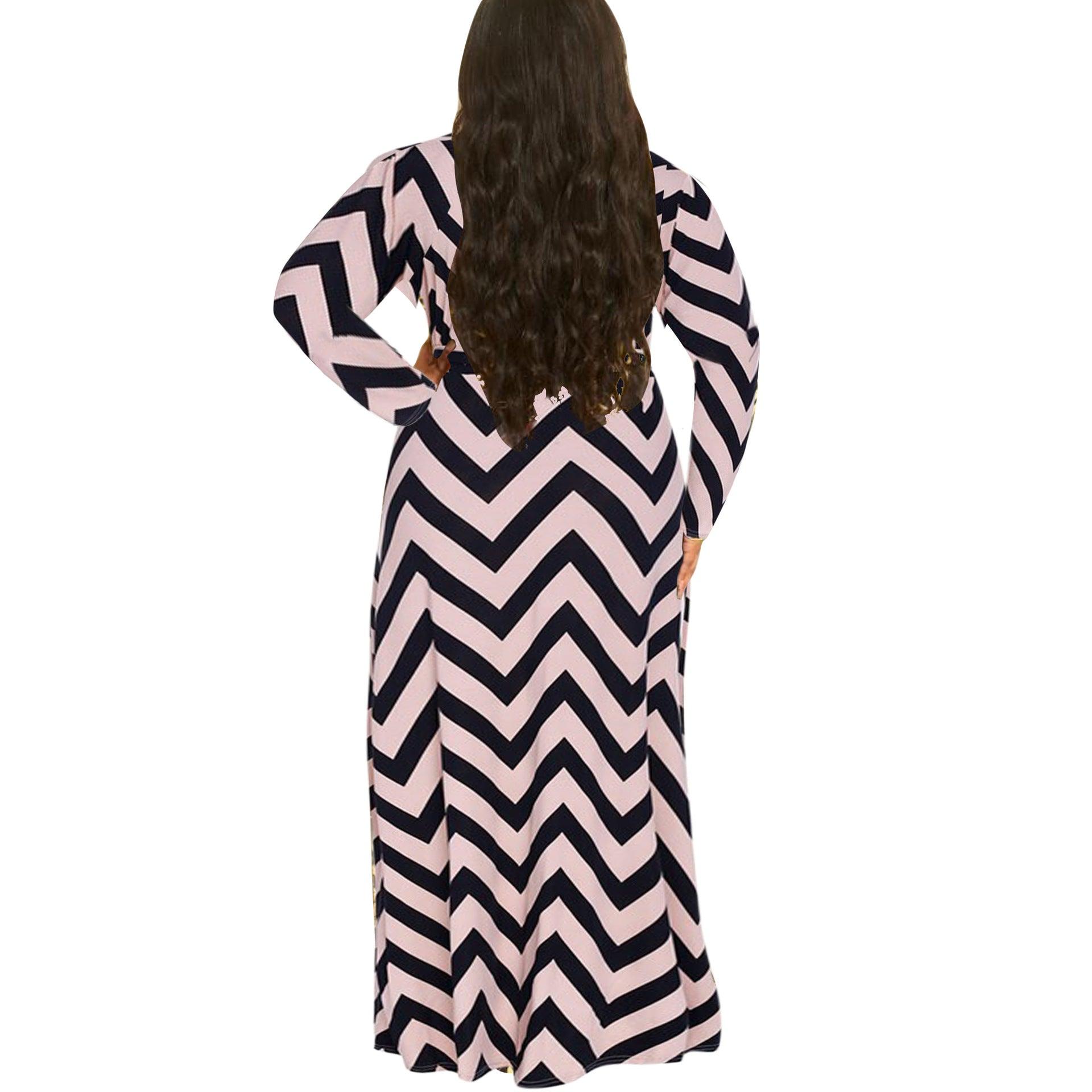 Striped dress long sleeve Fine women's clothing