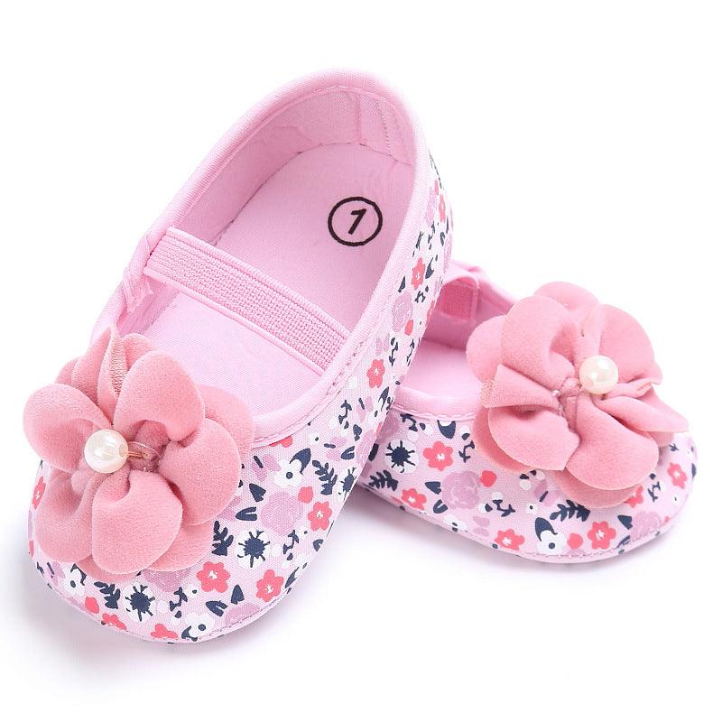 Spring and autumn new style baby girl little flower princess soft bottom indoor baby shoes