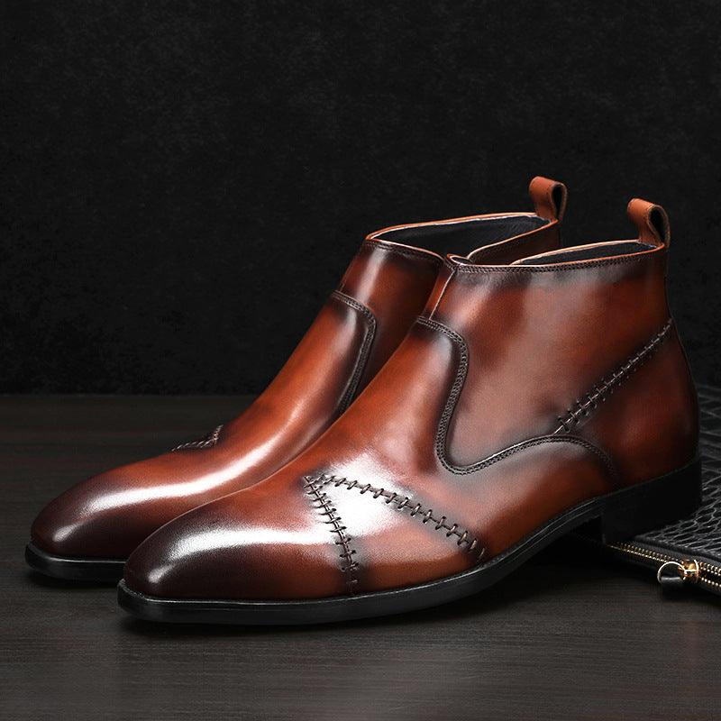 Men's high-top leather shoes