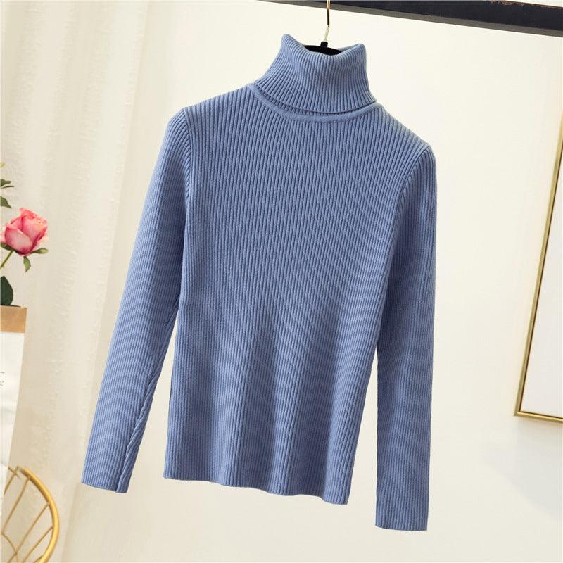 Tight pullover turtleneck sweater for women