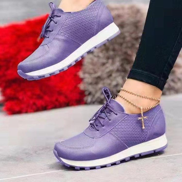 Women Sneakers Casual Running Sports Shoes Lace-up Flat Shoes