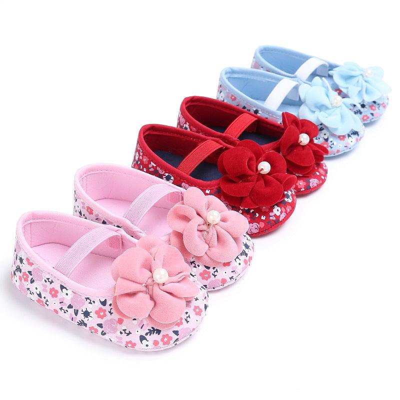 Spring and autumn new style baby girl little flower princess soft bottom indoor baby shoes
