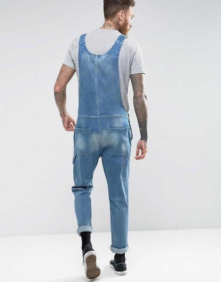 Fashion Denim Suspender Pants Slim Fit Slimming Men