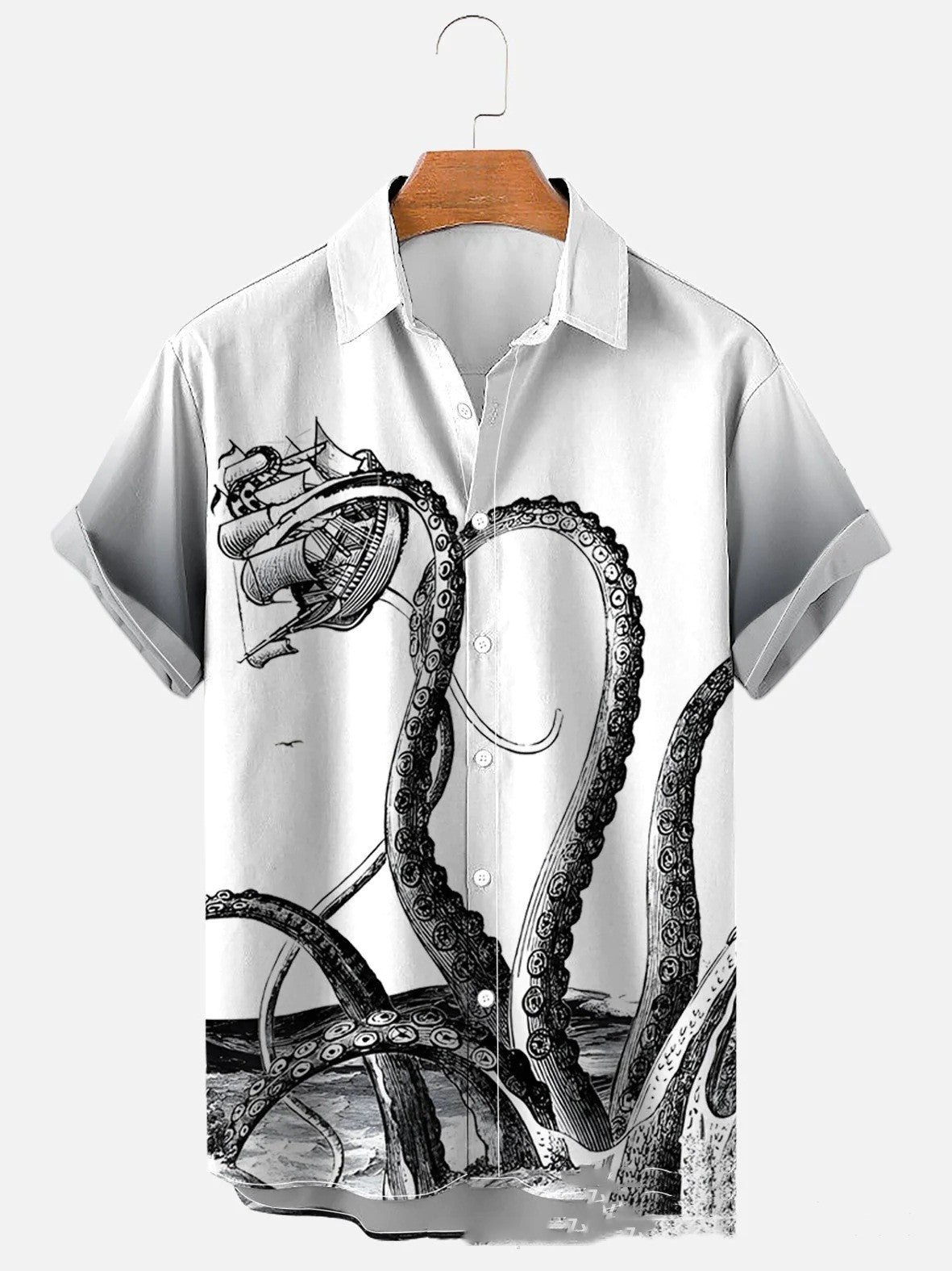 Men's Octopus Sea Pattern Short Sleeve Polo Shirt