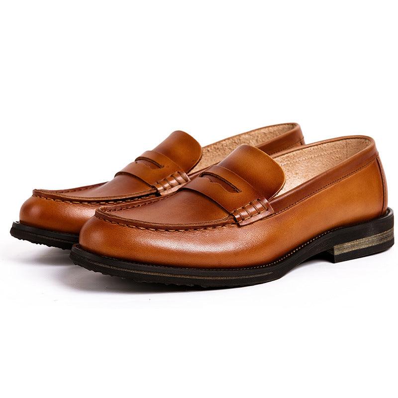 British Casual Men's Leather Shoes Cowhide Loafers