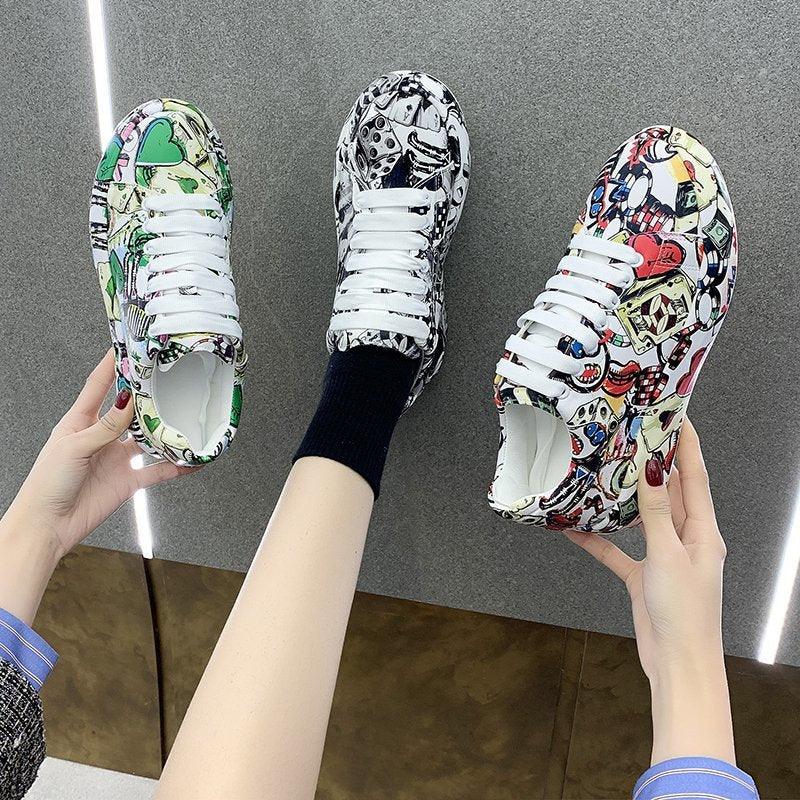Women's Fashion Platform Casual Shoes Painted Sneakers