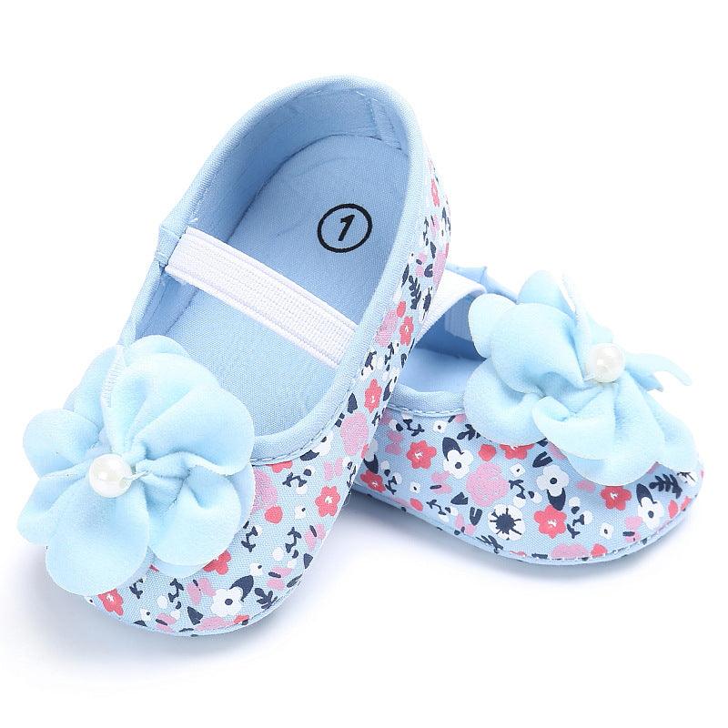 Spring and autumn new style baby girl little flower princess soft bottom indoor baby shoes