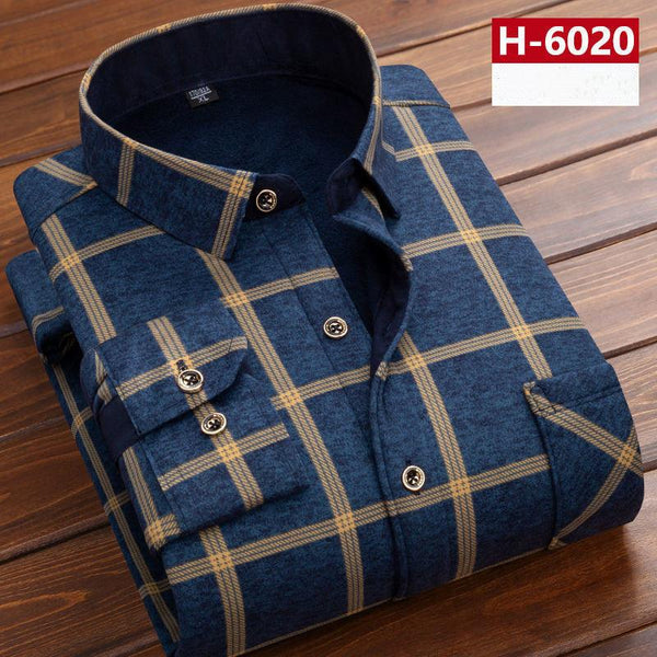 Men's thick warm long-sleeved printed shirt