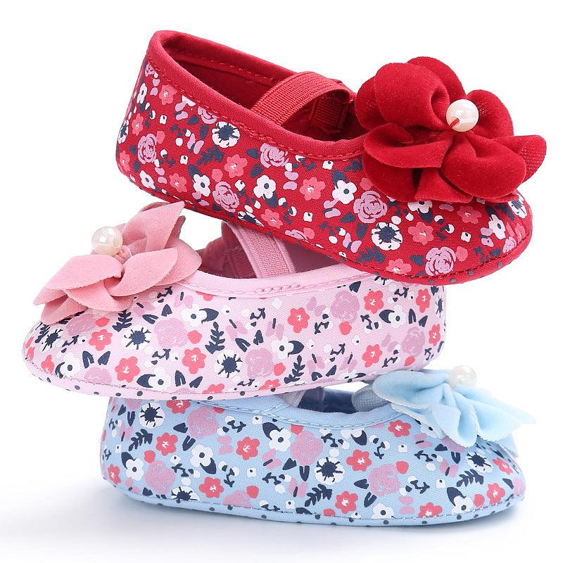 Spring and autumn new style baby girl little flower princess soft bottom indoor baby shoes