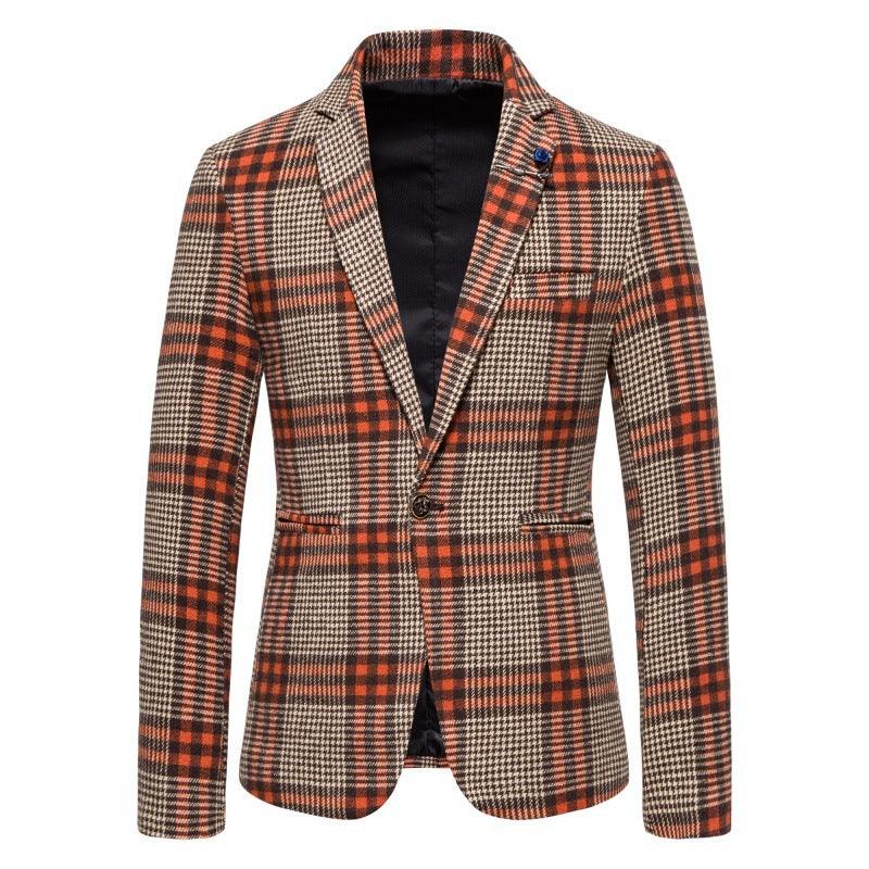 Men's Fashion Casual Slim Fit Plaid Suit Jacket