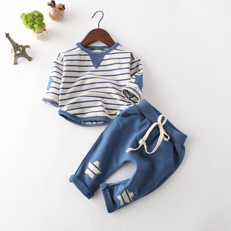 Children's Striped Suit Five-star Embroidery Trend Baby Cotton Suit