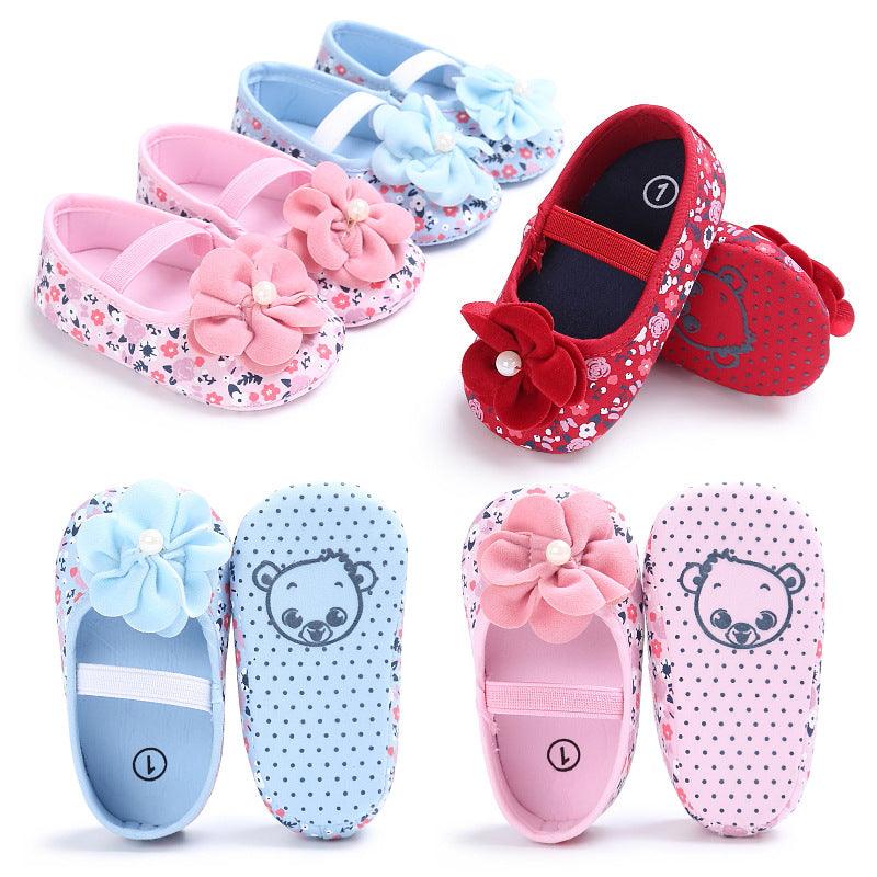 Spring and autumn new style baby girl little flower princess soft bottom indoor baby shoes