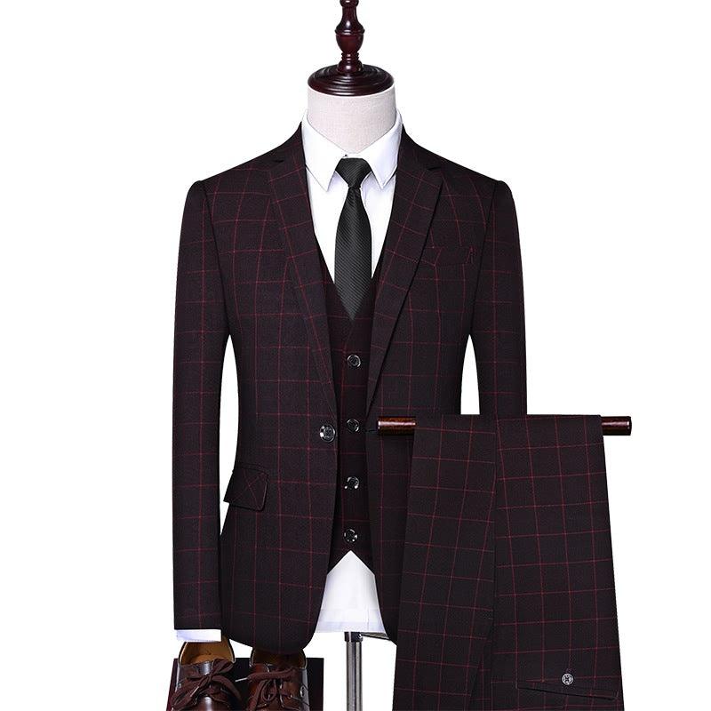 Three-piece men's plaid suit