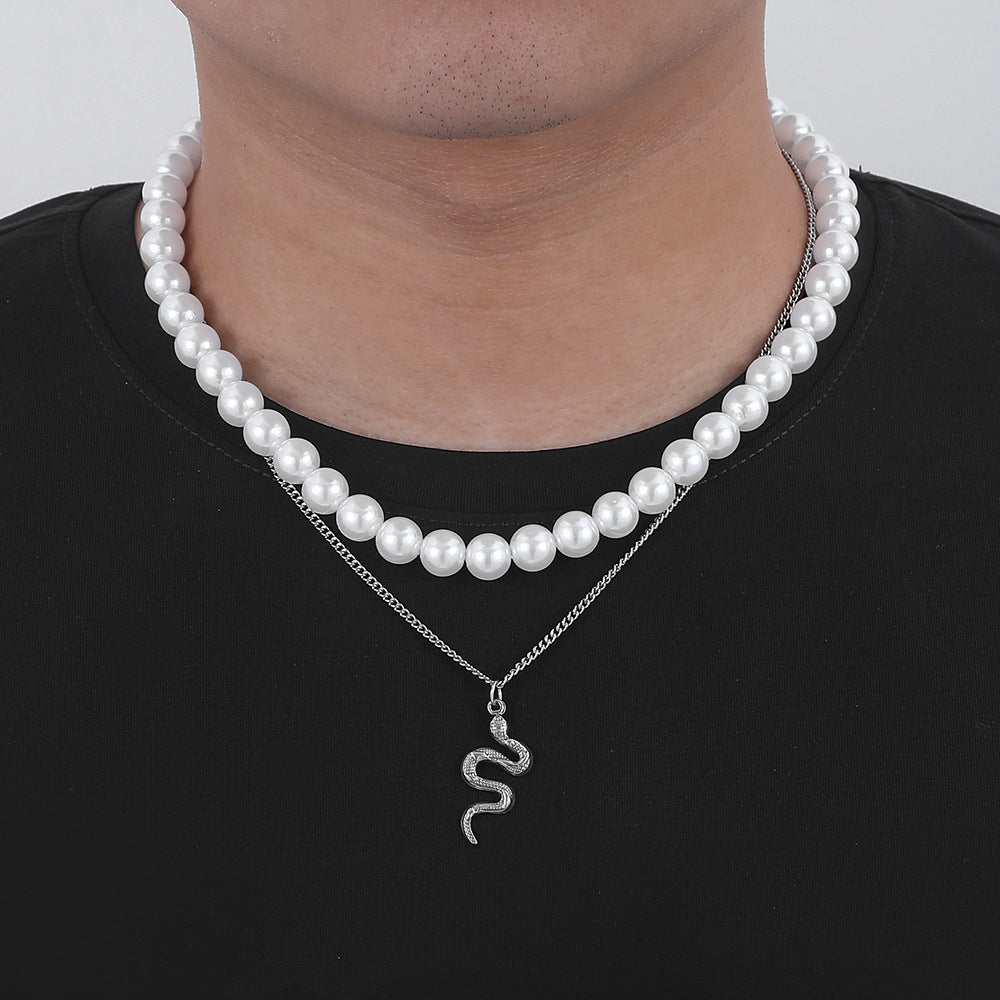 Double-layer Pearl Sweater Chain For Men And Women