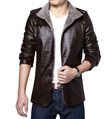 Korean thick slim leather jacket