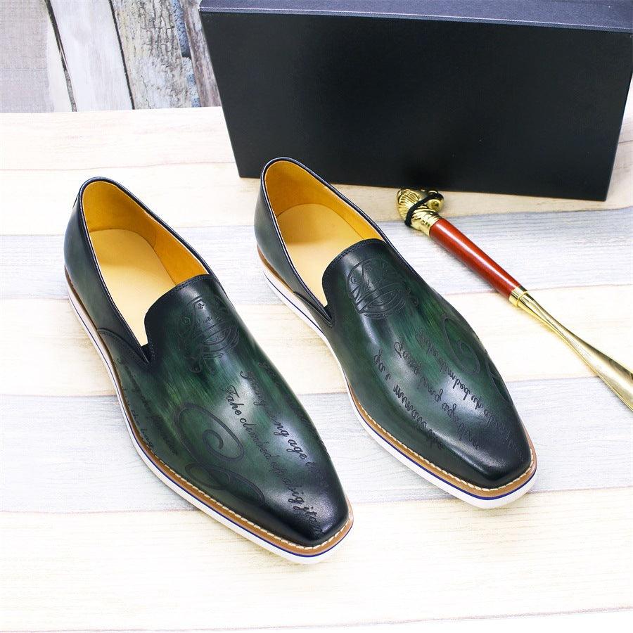 Men's Leather Shoes Casual Green Fashionable And Comfortable