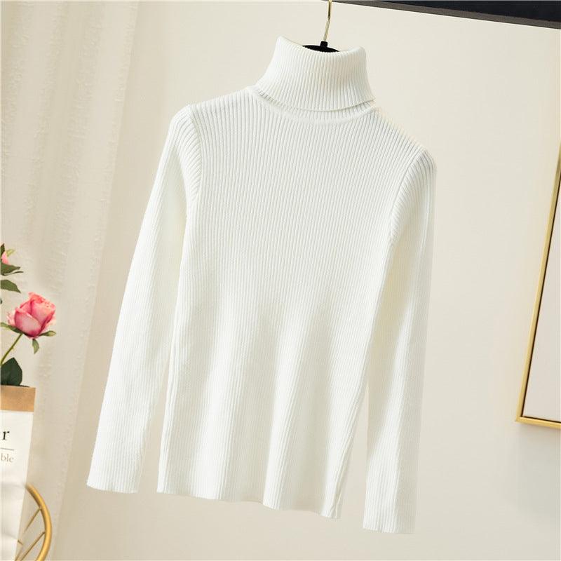 Tight pullover turtleneck sweater for women