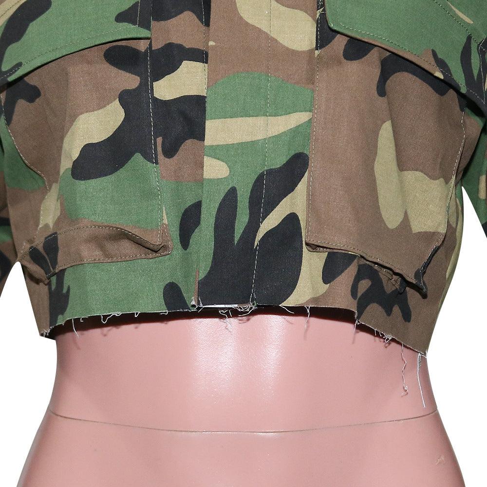 Women's Long Casual Fashion Camouflage Print Top