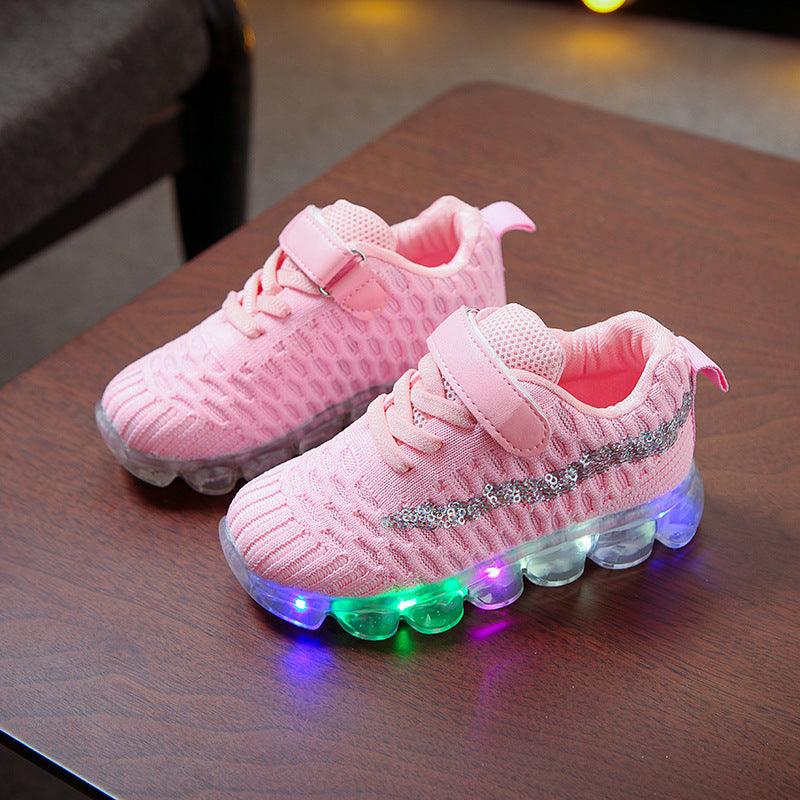 Girls' Soft-soled LED Lighting Crystal Shoes