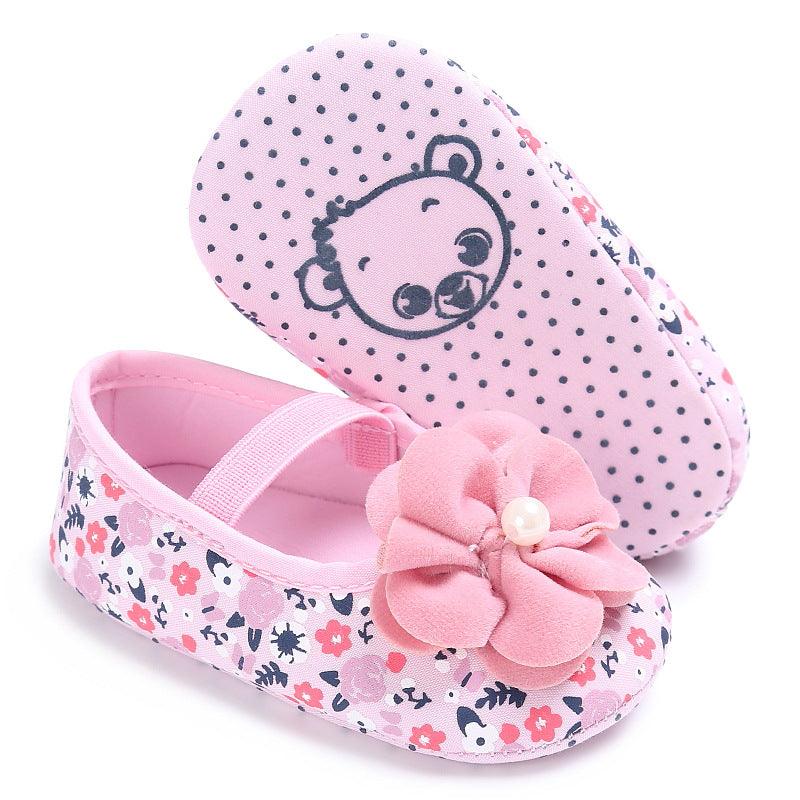Spring and autumn new style baby girl little flower princess soft bottom indoor baby shoes