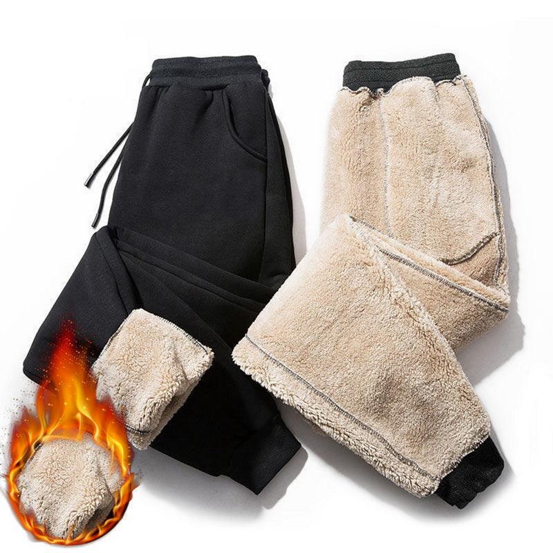 Autumn Winter Pants Men Women Trousers Warm Fleece Drawstring Pants M-5XL