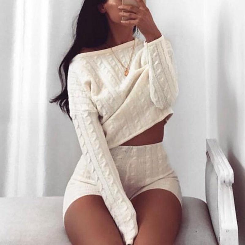 Sweater tops shorts suit
