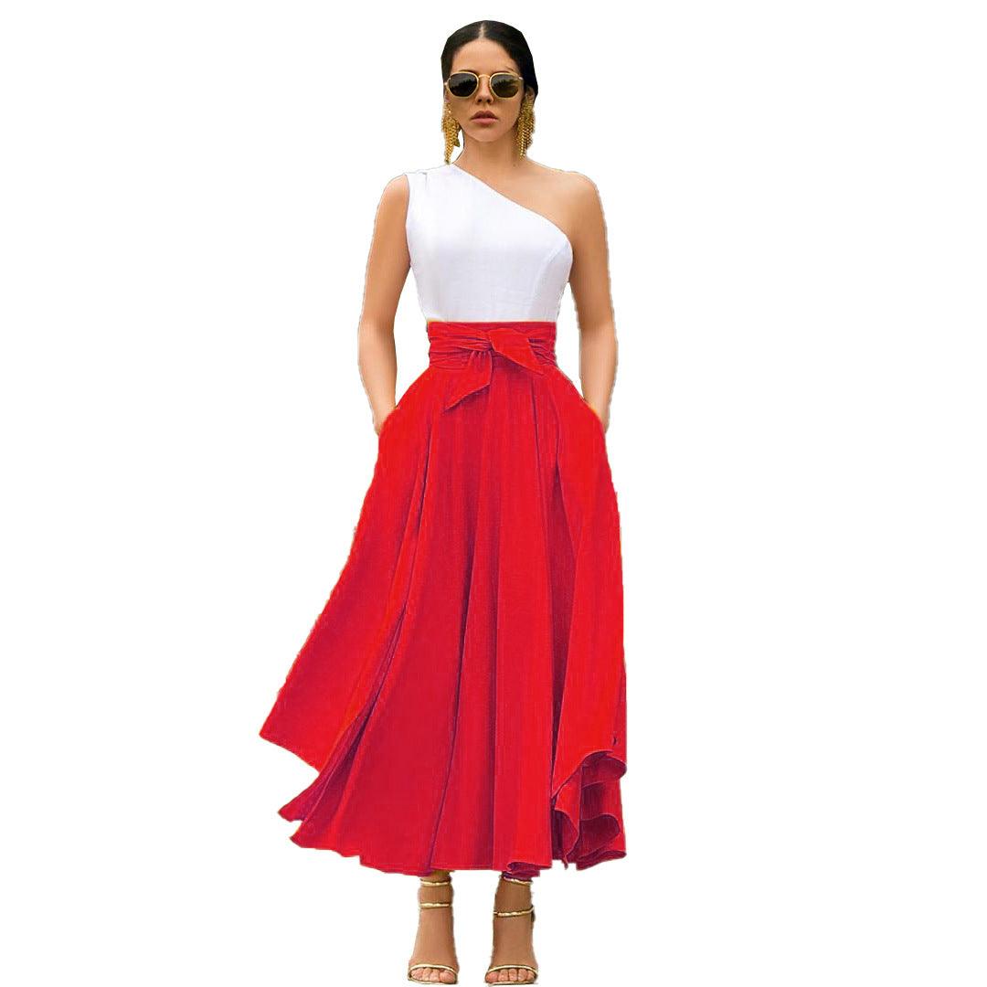 European And American Women's Solid Color Elegant Casual Skirt