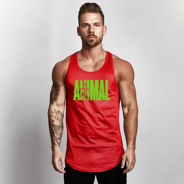 Fitness Men Shirt Slim Fit Vests Mesh Singlets Muscle Tops