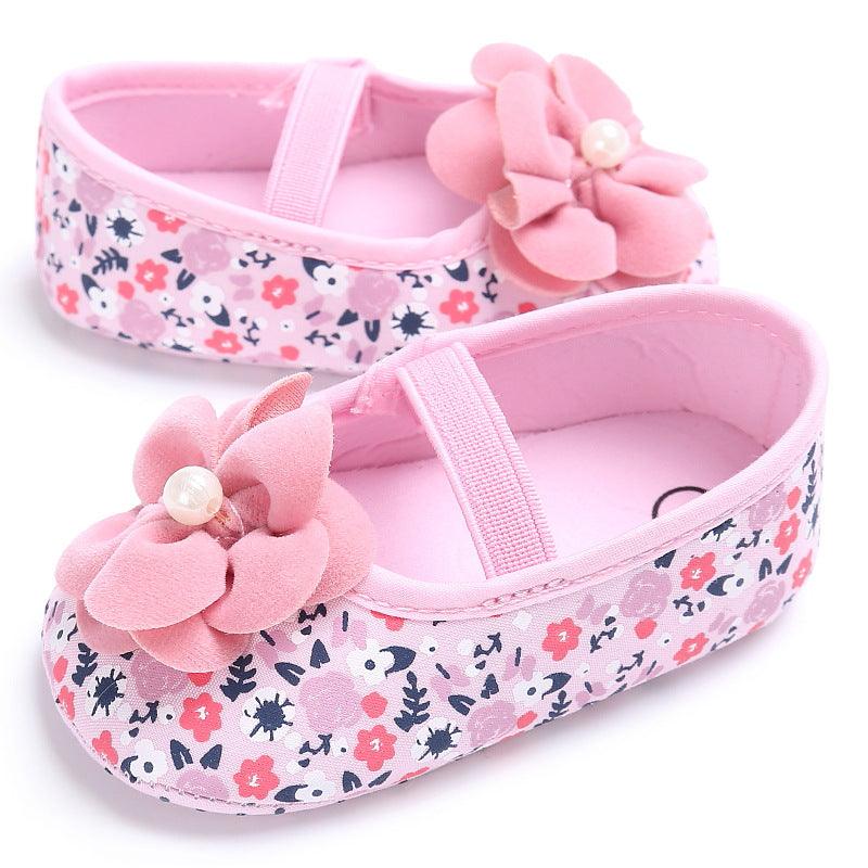 Spring and autumn new style baby girl little flower princess soft bottom indoor baby shoes