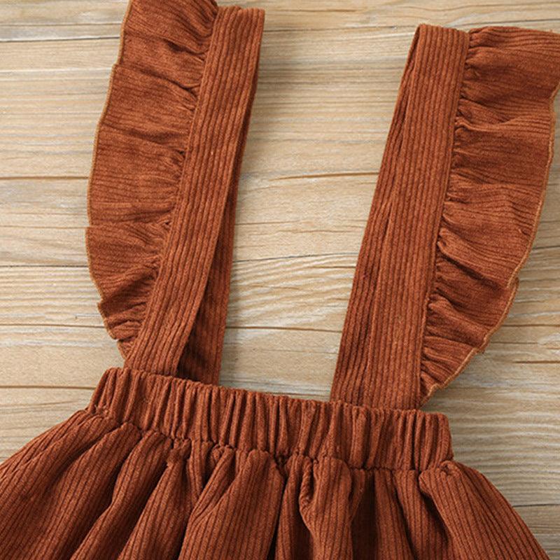 Plaid Ruffled Shirt Suspender Skirt Two-piece Set