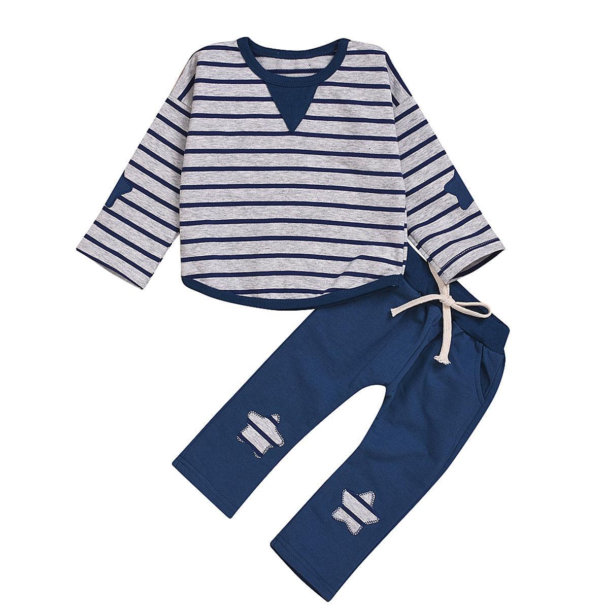 Children's Striped Suit Five-star Embroidery Trend Baby Cotton Suit