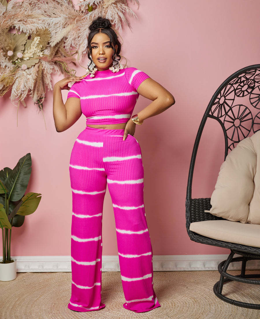 Striped Printed Sunken Stripe Navel Wide Leg Suit