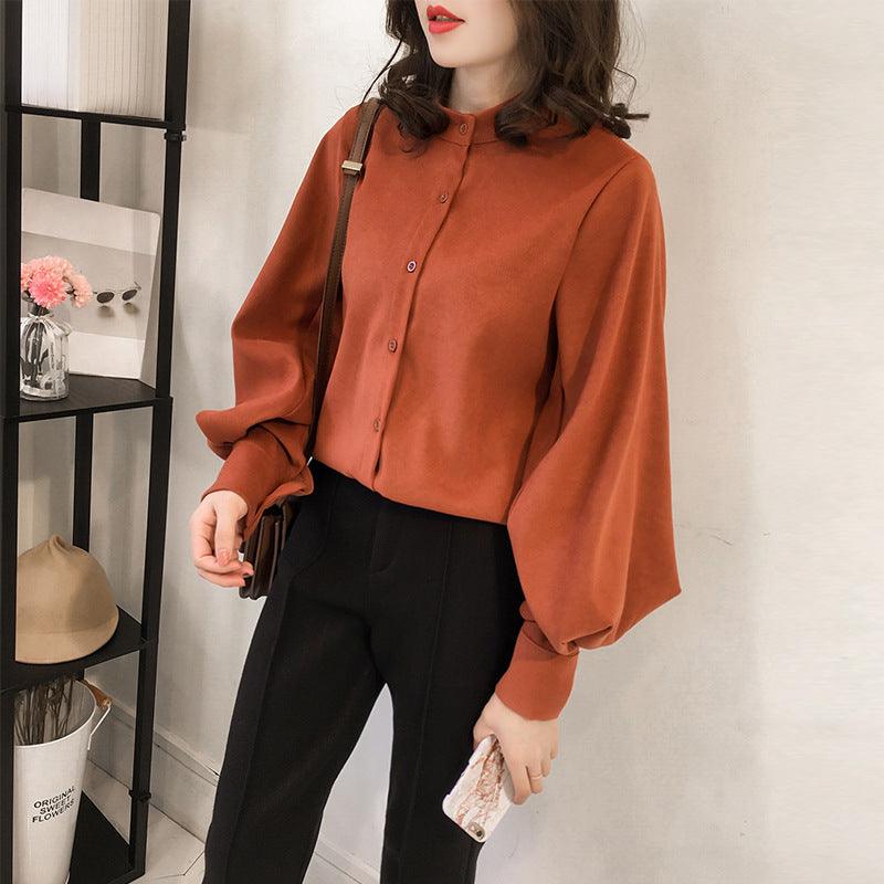 Women's Simple Elegant Solid Color Long Sleeve Shirt