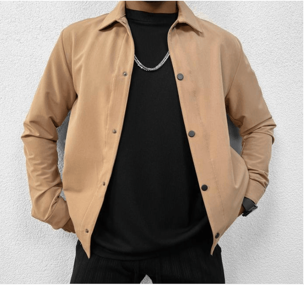 Men's Shirt Printing Contrast Color Lapel Long Sleeves