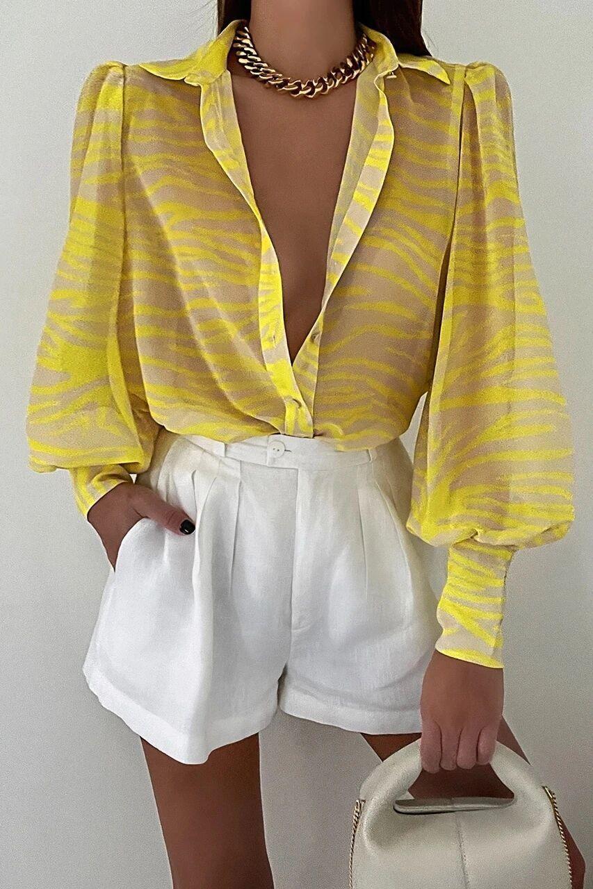 Long Sleeve Printed Shirt Women's Spring Single-breasted Cardigan