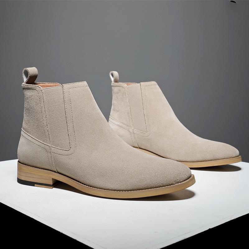Pure Leather Cow Suede Pointy Men Boots