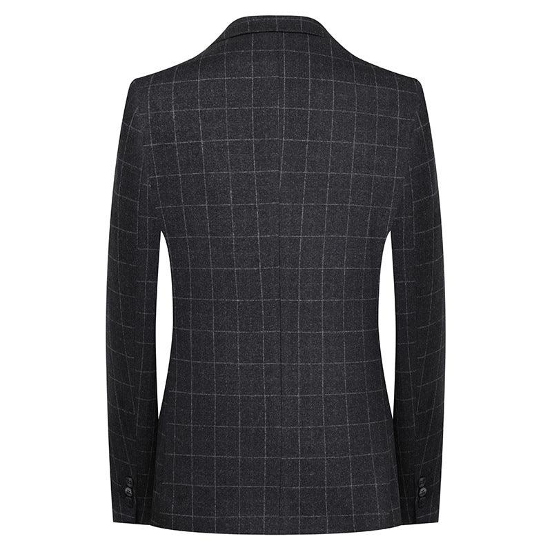 Men's Business Casual Slim Fit Plaid Suit Two Piece